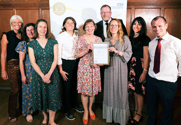 Members of the Oxford Adult Cystic Fibrosis Centre team with their finalist certificate