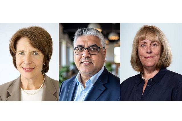 Headshots of, from left, Dame June Raine CBE, Kenny Kamal and Lynne Graham