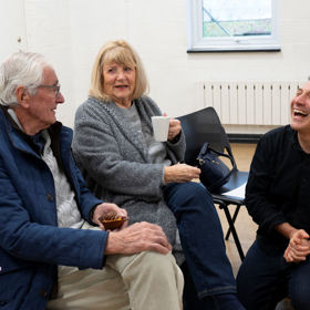 3 people having a chat