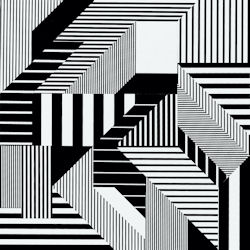 Monochrome geometric pattern of stripes of varying sizes