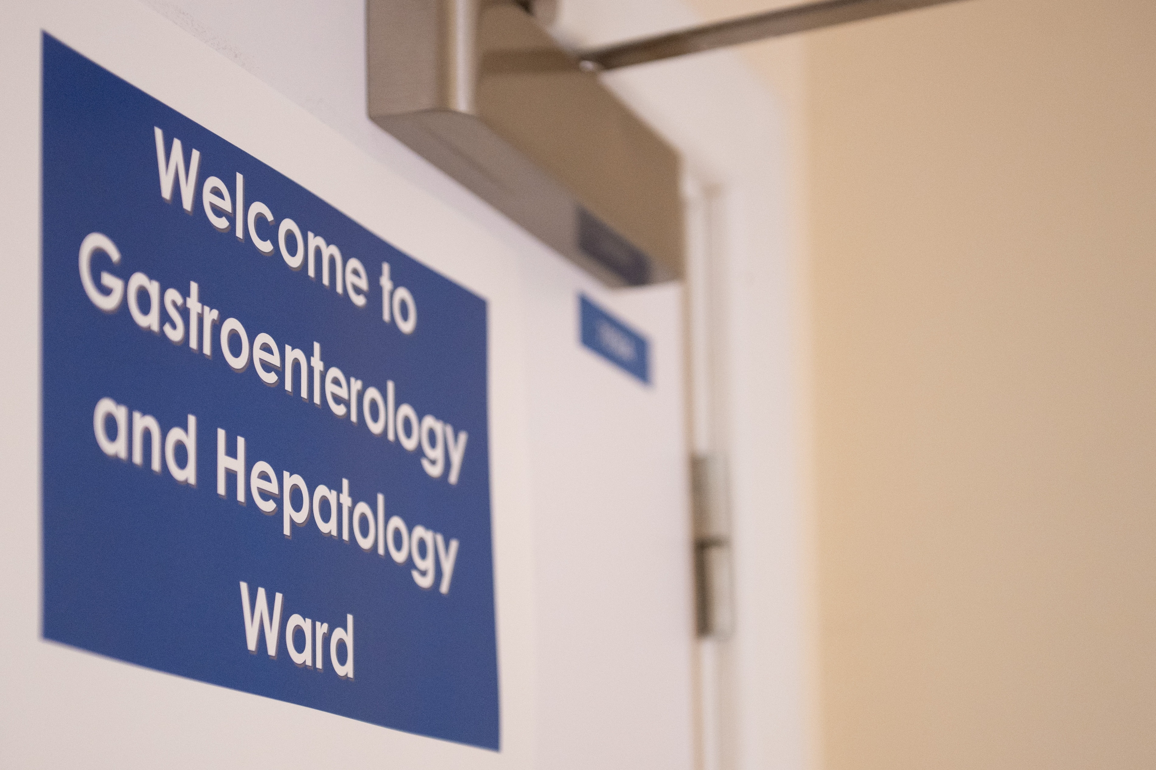Sign that reads "Welcome to Gastroenterology and Hepatology"