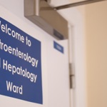 Sign that reads "Welcome to Gastroenterology and Hepatology"